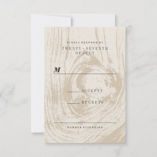 Klassiek modern Rustic Wood Grain Fall Wedding RSVP Kaartje (Voorkant)