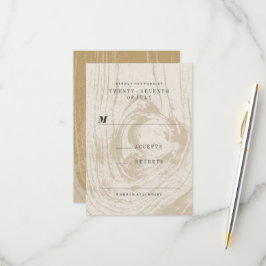 Klassiek modern Rustic Wood Grain Fall Wedding RSVP Kaartje