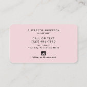 Klassiek Modern Script Haarstylist Blush Pink Visitekaartje (Achterkant)