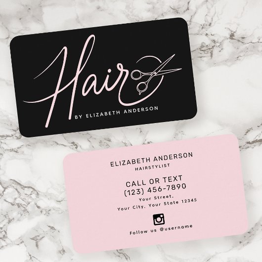 Klassiek Modern Script Haarstylist Blush Pink Visitekaartje