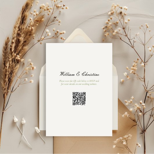 Klassiek Modern Script QR Code Wedding Kaart