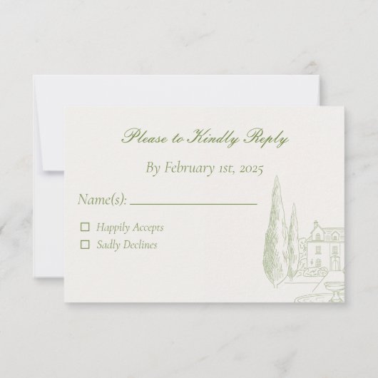 Klassiek Modern Script Wedding RSVP Kaartje (Achterkant)