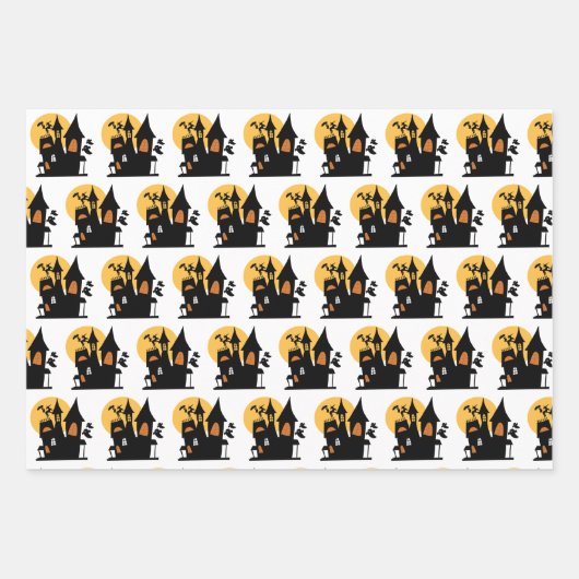 Klassiek modern spookhuis op wit inpakpapier vel (Voorkant 2)