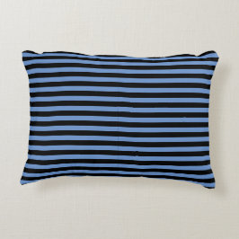 Klassiek modern zwart en blauw gestreept accent kussen