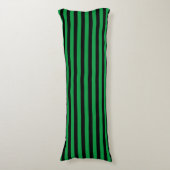 Klassiek Modern Zwart en Groen Gestreept Lichaamskussen (Voorkant Verticaal)