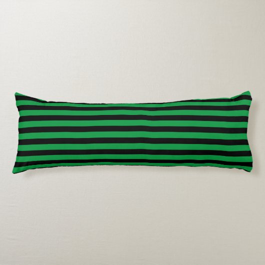 Klassiek Modern Zwart en Groen Gestreept Lichaamskussen (Voorkant)