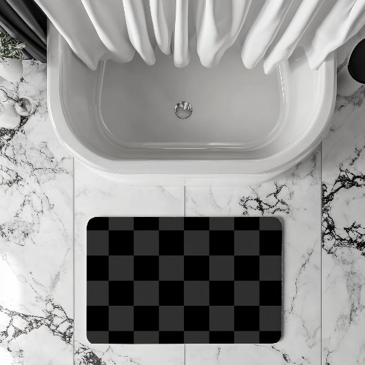 Klassiek Modern Zwart & Rokerig Zwart Checkerboard Badmat