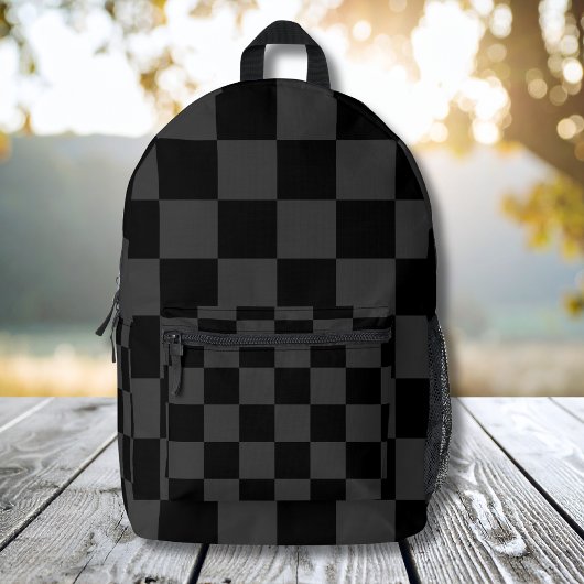 Klassiek Modern Zwart & Rokerig Zwart Checkerboard Bedrukte Rugzak