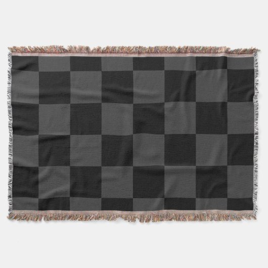 Klassiek Modern Zwart & Rokerig Zwart Checkerboard Deken (Voorkant)