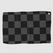 Klassiek Modern Zwart & Rokerig Zwart Checkerboard Golfhanddoek (Horizontaal)