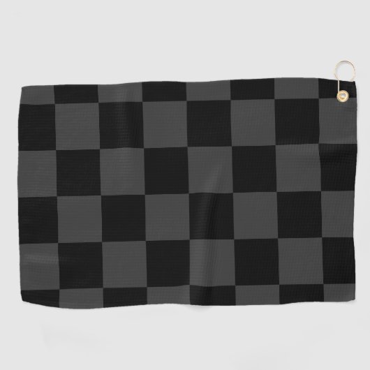 Klassiek Modern Zwart & Rokerig Zwart Checkerboard Golfhanddoek (Horizontaal)