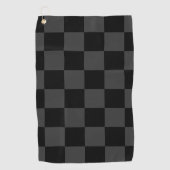 Klassiek Modern Zwart & Rokerig Zwart Checkerboard Golfhanddoek (Voorkant)