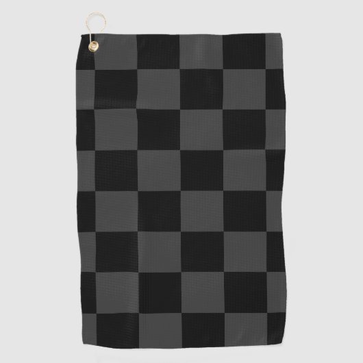 Klassiek Modern Zwart & Rokerig Zwart Checkerboard Golfhanddoek (Voorkant)
