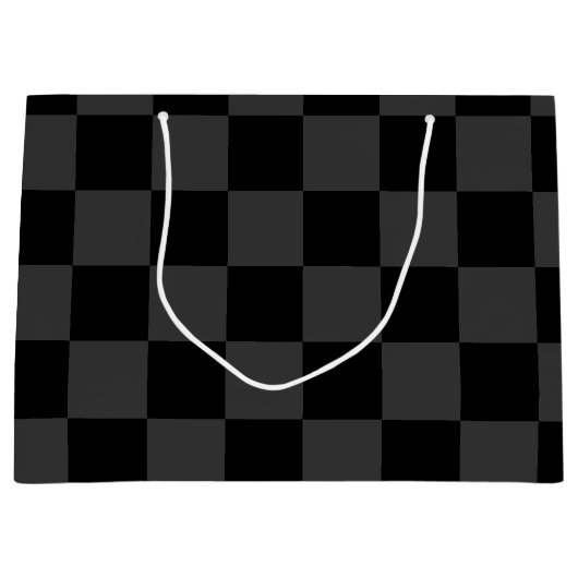 Klassiek Modern Zwart & Rokerig Zwart Checkerboard Groot Cadeauzakje (Voorkant)