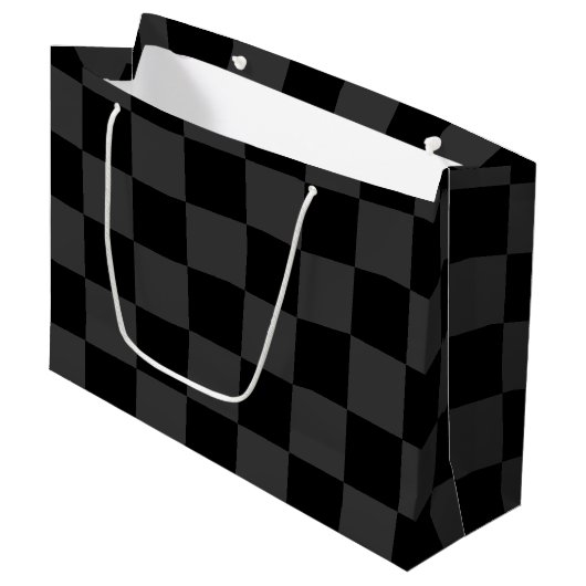 Klassiek Modern Zwart & Rokerig Zwart Checkerboard Groot Cadeauzakje (Voorkant Gekanteld)