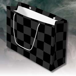 Klassiek Modern Zwart & Rokerig Zwart Checkerboard Groot Cadeauzakje