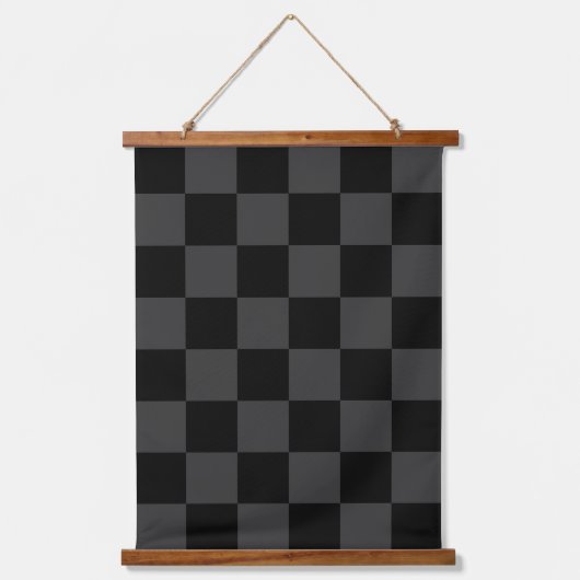 Klassiek Modern Zwart & Rokerig Zwart Checkerboard Hangend Wandkleed (Voorkant)