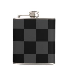 Klassiek Modern Zwart & Rokerig Zwart Checkerboard Heupfles