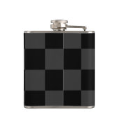 Klassiek Modern Zwart & Rokerig Zwart Checkerboard Heupfles (Achterkant)