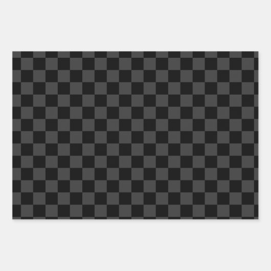 Klassiek Modern Zwart & Rokerig Zwart Checkerboard Inpakpapier Vel (Voorkant 3)