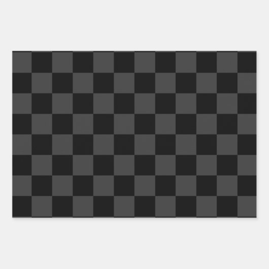Klassiek Modern Zwart & Rokerig Zwart Checkerboard Inpakpapier Vel (Voorkant 2)