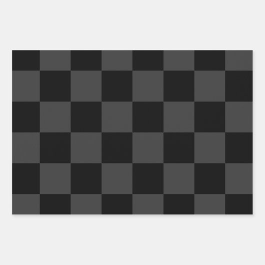 Klassiek Modern Zwart & Rokerig Zwart Checkerboard Inpakpapier Vel (Voorkant)