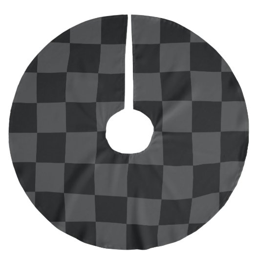 Klassiek Modern Zwart & Rokerig Zwart Checkerboard Kerstboom Rok (Voorkant)