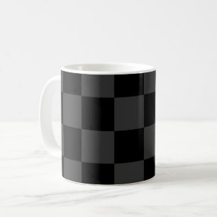 Klassiek Modern Zwart & Rokerig Zwart Checkerboard Koffiemok