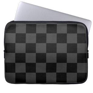 Klassiek Modern Zwart & Rokerig Zwart Checkerboard Laptop Sleeve