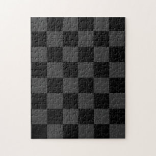 Klassiek Modern Zwart & Rokerig Zwart Checkerboard Legpuzzel