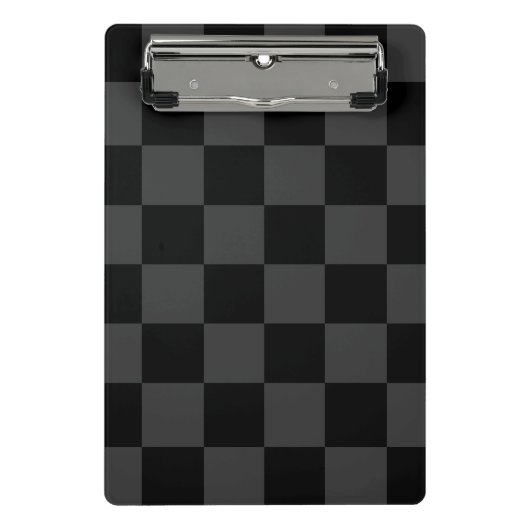 Klassiek Modern Zwart & Rokerig Zwart Checkerboard Mini Klembord (Voorkant)