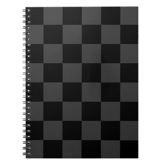 Klassiek Modern Zwart & Rokerig Zwart Checkerboard Notitieboek (Voorkant)