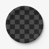 Klassiek Modern Zwart & Rokerig Zwart Checkerboard Papieren Bordje (Voorkant)
