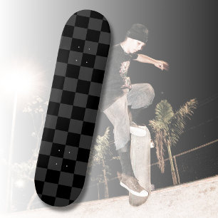 Klassiek Modern Zwart & Rokerig Zwart Checkerboard Persoonlijk Skateboard