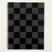 Klassiek Modern Zwart & Rokerig Zwart Checkerboard Planner (Voorkant)