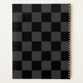 Klassiek Modern Zwart & Rokerig Zwart Checkerboard Planner (Achterkant)