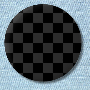 Klassiek Modern Zwart & Rokerig Zwart Checkerboard Ronde Button 5,7 Cm