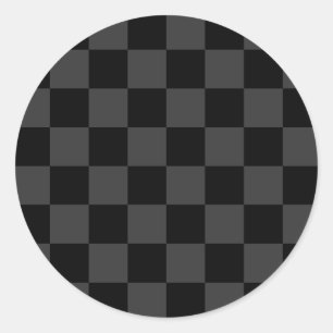 Klassiek Modern Zwart & Rokerig Zwart Checkerboard Ronde Sticker