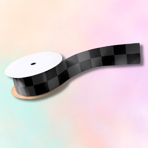 Klassiek Modern Zwart & Rokerig Zwart Checkerboard Satijnen Lint