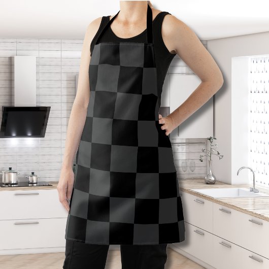 Klassiek Modern Zwart & Rokerig Zwart Checkerboard Schort