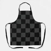 Klassiek Modern Zwart & Rokerig Zwart Checkerboard Schort (Voorkant)