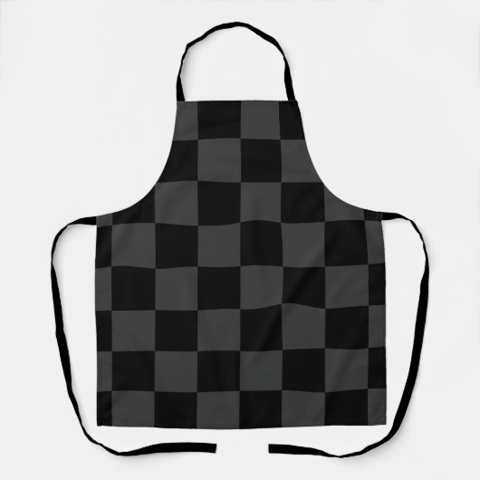 Klassiek Modern Zwart & Rokerig Zwart Checkerboard Schort (Voorkant)