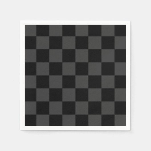 Klassiek Modern Zwart & Rokerig Zwart Checkerboard Servet (Voorkant)