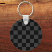 Klassiek Modern Zwart & Rokerig Zwart Checkerboard Sleutelhanger (Achterkant)
