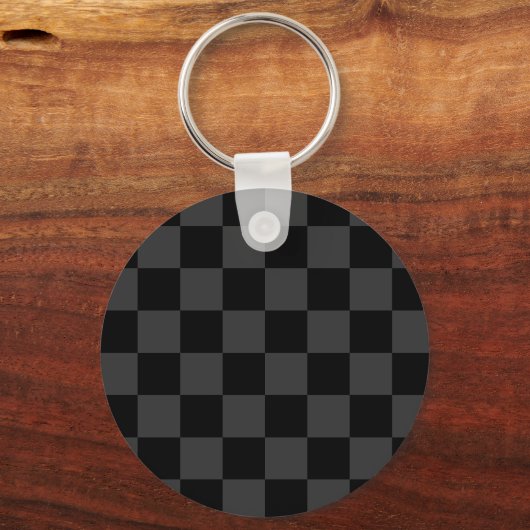 Klassiek Modern Zwart & Rokerig Zwart Checkerboard Sleutelhanger (Voorkant)