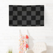Klassiek Modern Zwart & Rokerig Zwart Checkerboard Spandoek (Insitu)