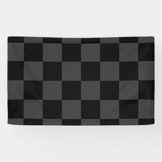 Klassiek Modern Zwart & Rokerig Zwart Checkerboard Spandoek (Horizontaal)