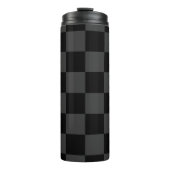 Klassiek Modern Zwart & Rokerig Zwart Checkerboard Thermosbeker (Voorkant)
