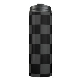 Klassiek Modern Zwart & Rokerig Zwart Checkerboard Thermosbeker