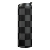 Klassiek Modern Zwart & Rokerig Zwart Checkerboard Thermosbeker (Gedraaid links)
